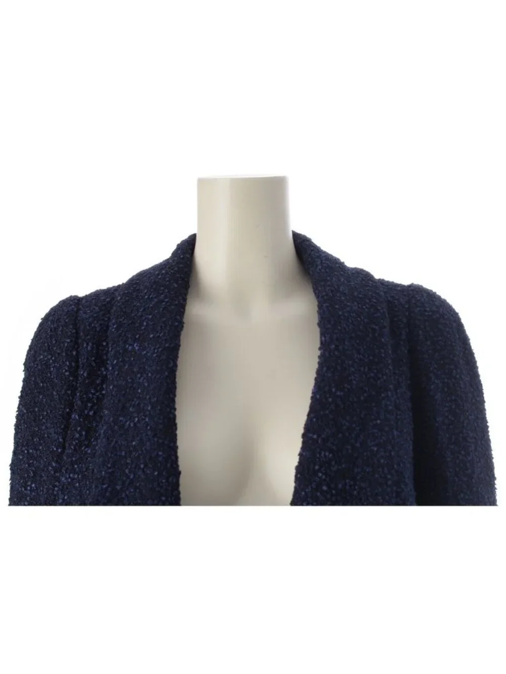 Chanel Tweed Gown Coat Navy 36